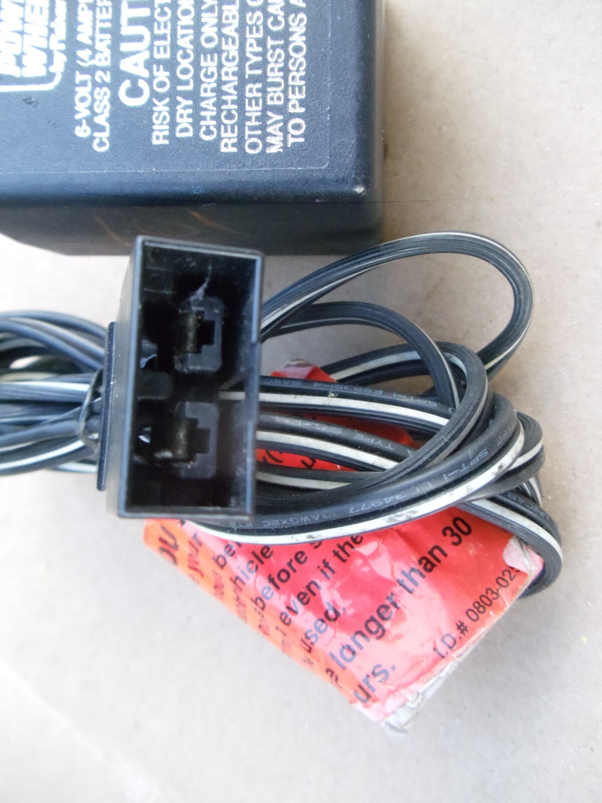 Fisher Price 6V Power Wheels Adapter Battery Charger 040135 00801-0976