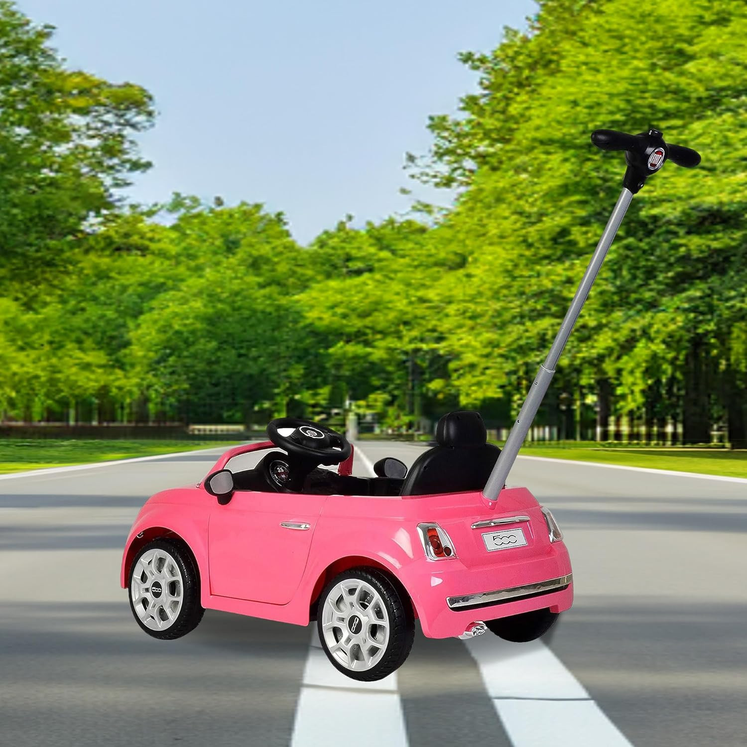 Fiat 500 Push Car, Pink, Large