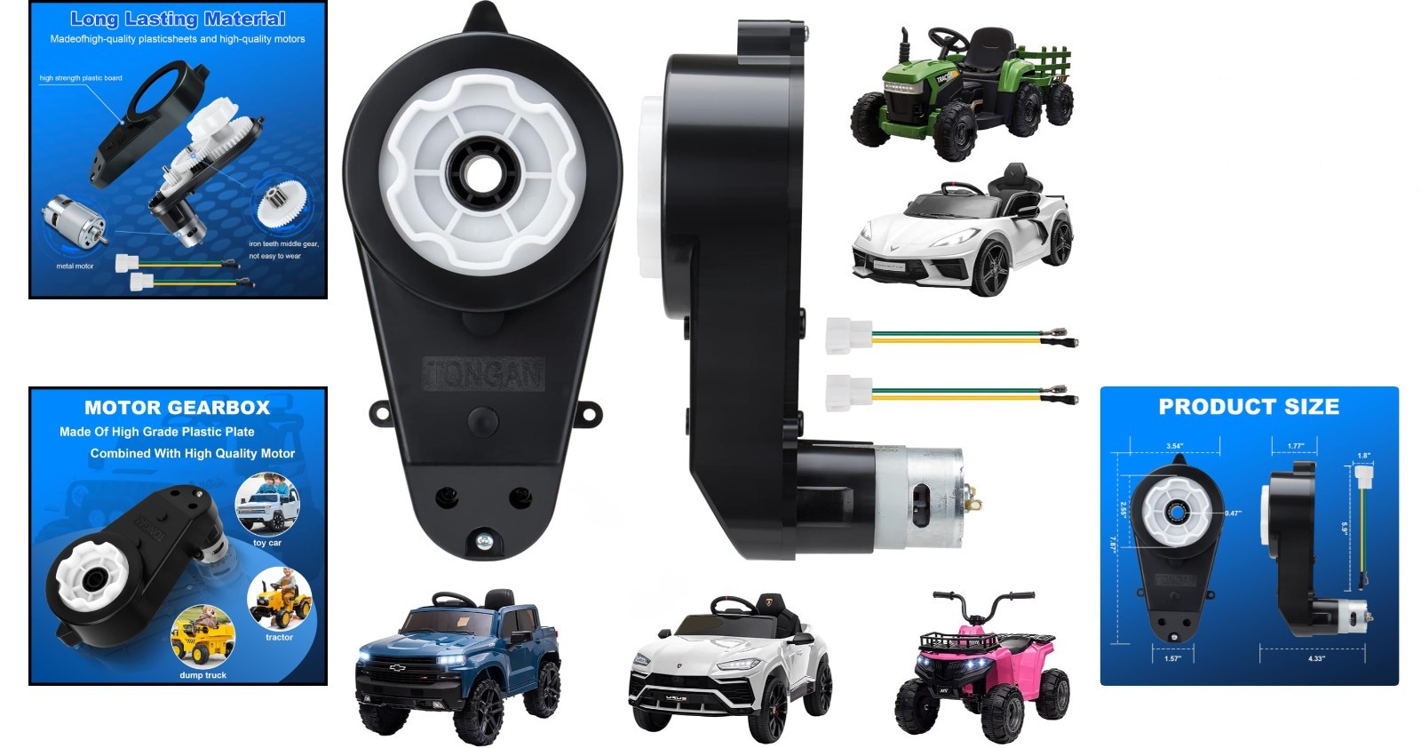 2Pcs 24V 40000RPM Kids Ride On Car Gearbox Motor Power Wheels Motor Gearbox
