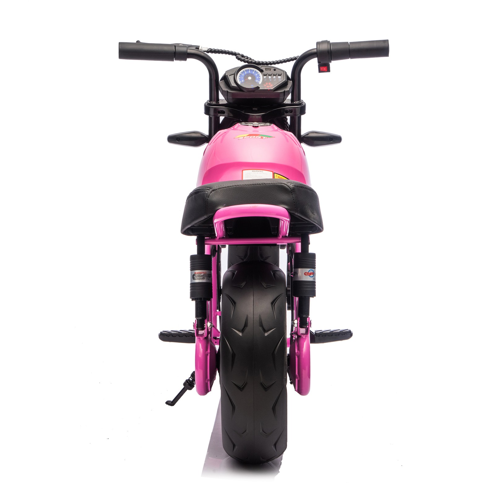 24V 300W Kids Motorcycle, 14″ Fat Wheels, Dual Suspension, Music & Light,6+ Ages