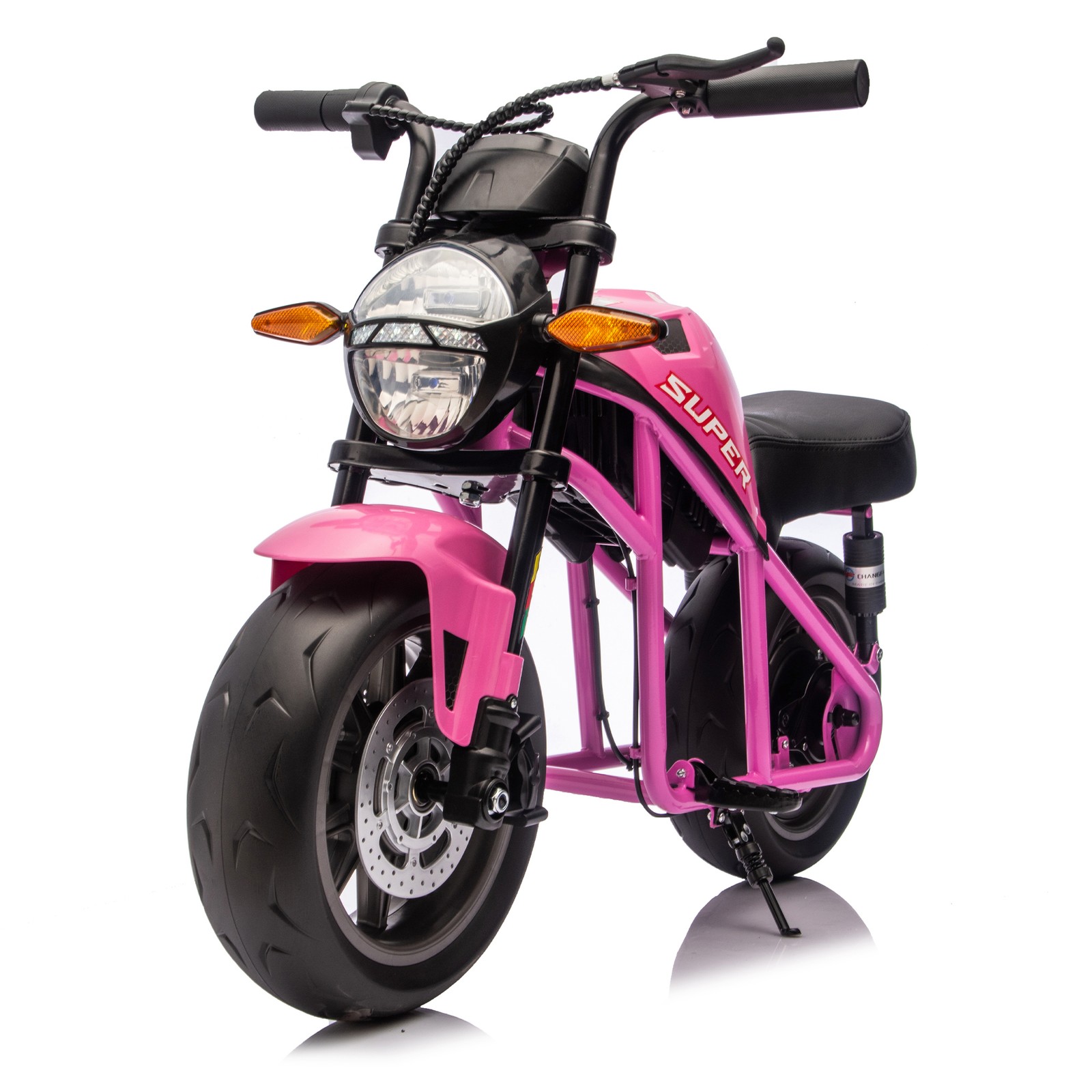 24V 300W Kids Motorcycle, 14″ Fat Wheels, Dual Suspension, Music & Light,6+ Ages