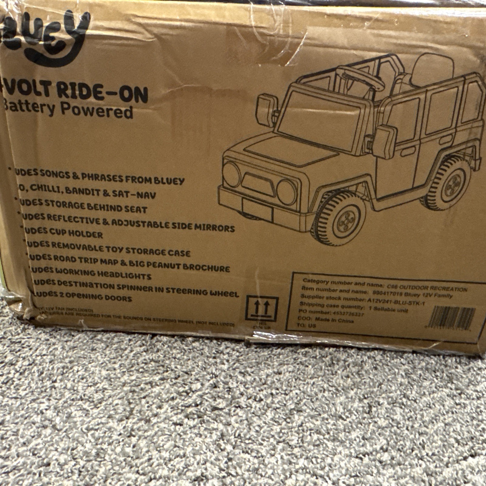 Bluey Heeler Family 12-Volt Battery Powered Ride-On, Ages 3+, 66lb. Max Weight
