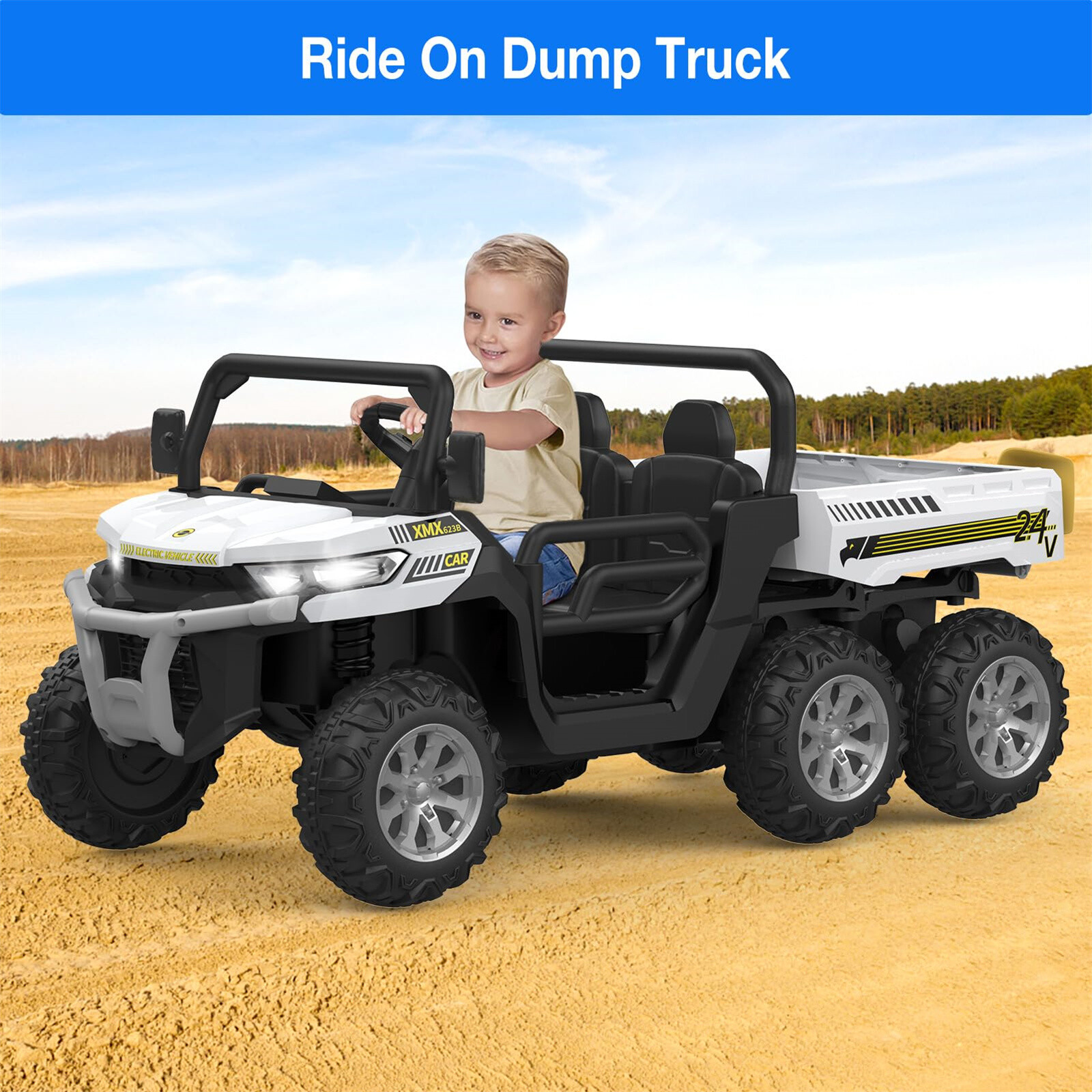 🍒Remote Control Electric Ride On Dump Truck for Kids Ride On Toy with Dump Bed