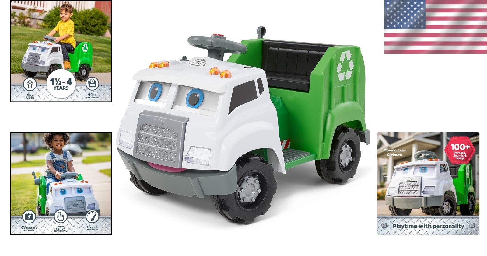 Toddler Ride On Recycling Truck, Ages 1.5-4