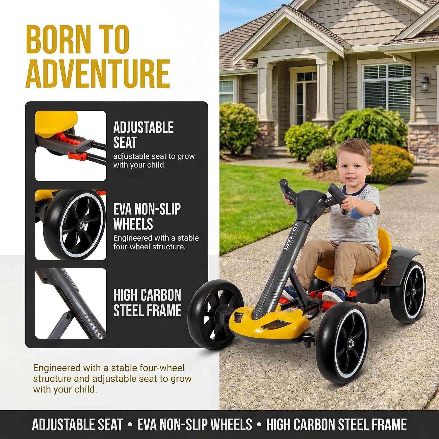 Electric Go Kart for Kids, Foldable Ride on Toy Car for Toddlers Ages 2-4, Zero