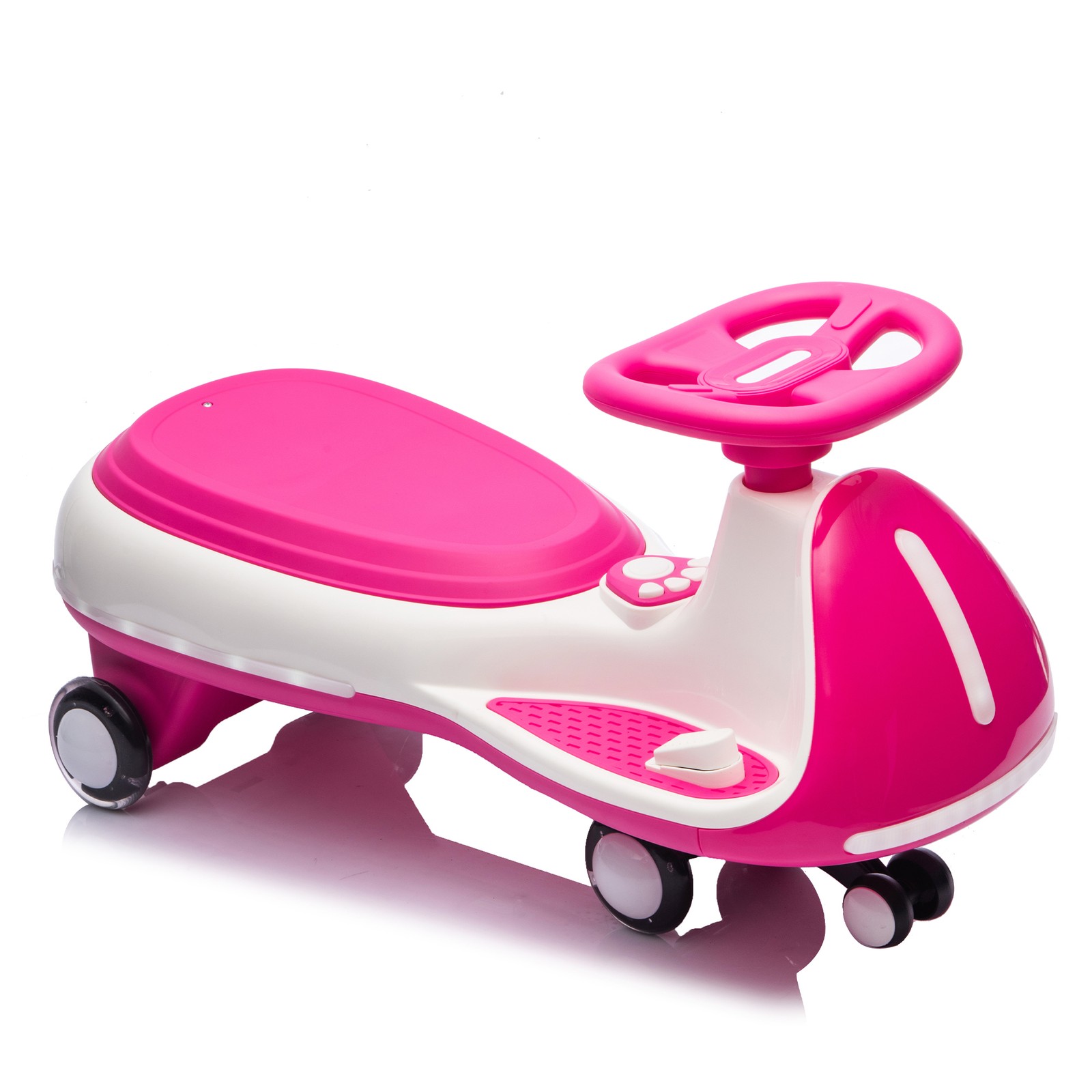 12V Kids Wiggle Car, 2-in-1 Design,LED Lights,PU Wheels,Bluetooth Music,Ages 3-8