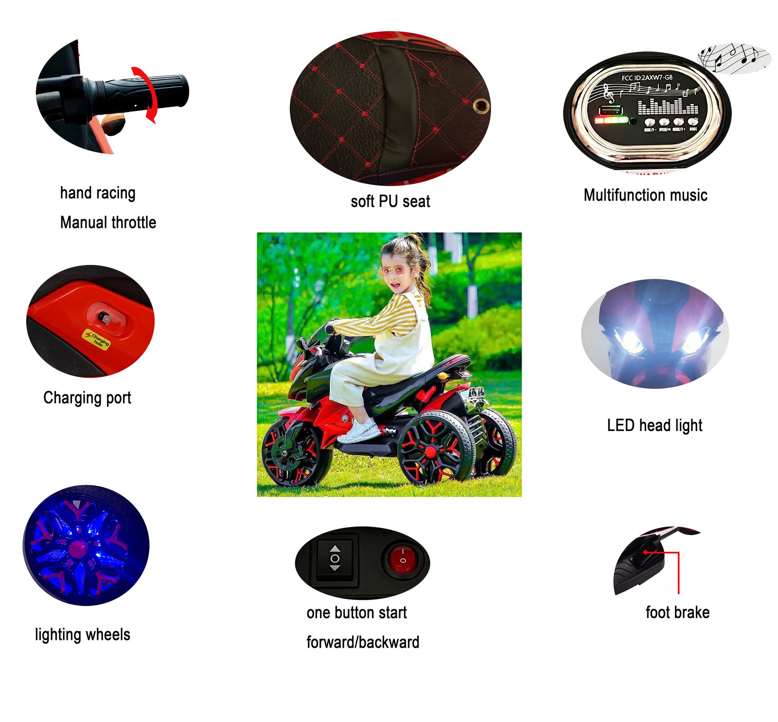 Electric Motorcycle 12V Kids Toys Motorcycle Kids for 3-6 Years Boys Girls NEW