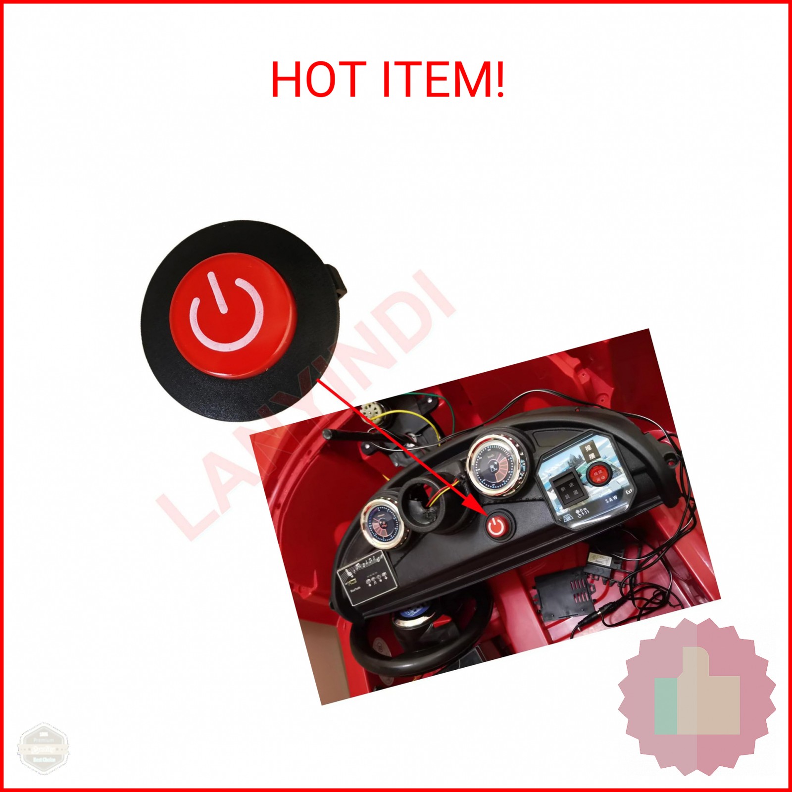2 Pcs Power Button Switch Push Start Replacement Parts for Kids Ride On Toy Car