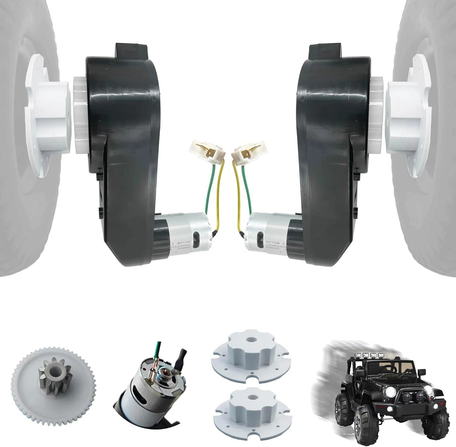 2PCS 24 Volt RS555 35000RPM High-Speed Motor Gearbox for Power Wheels Kids R…