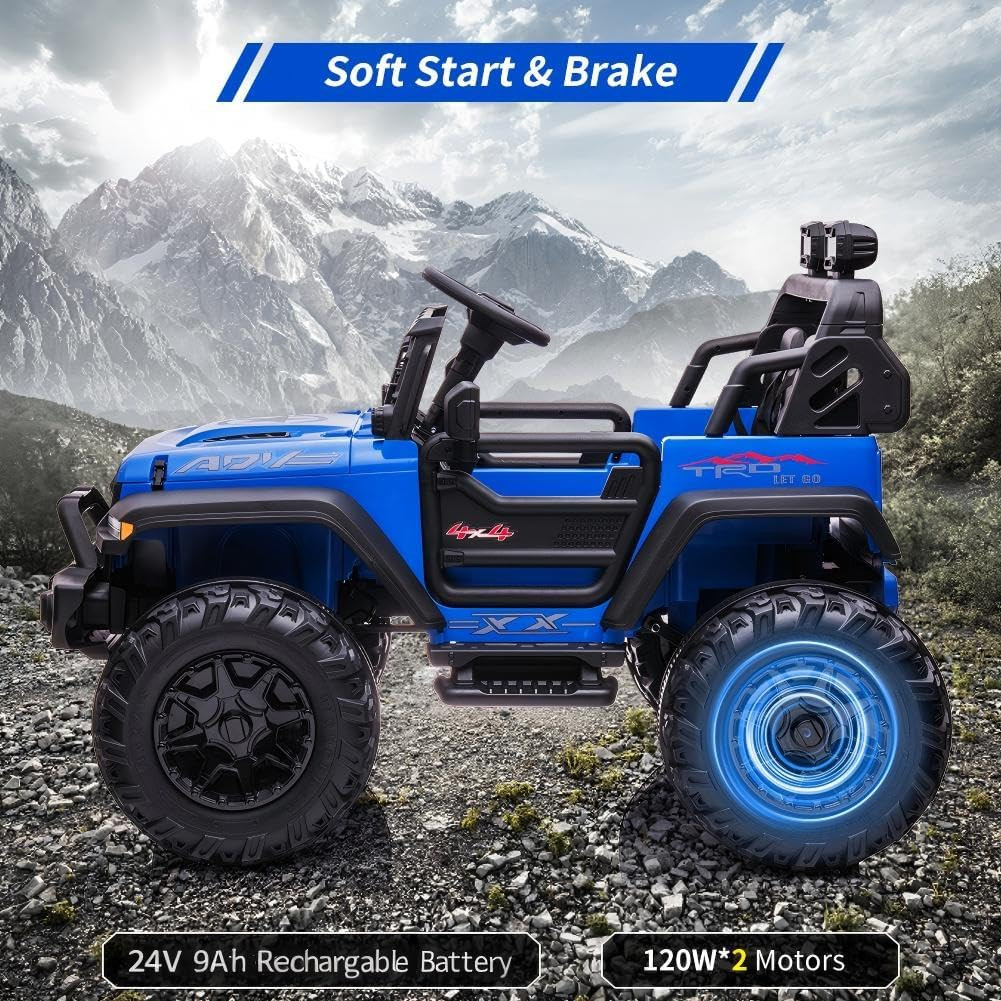 24V Kids Ride on 2 Seaters Electric Car with Remote Control, 2*120W Motors Batte