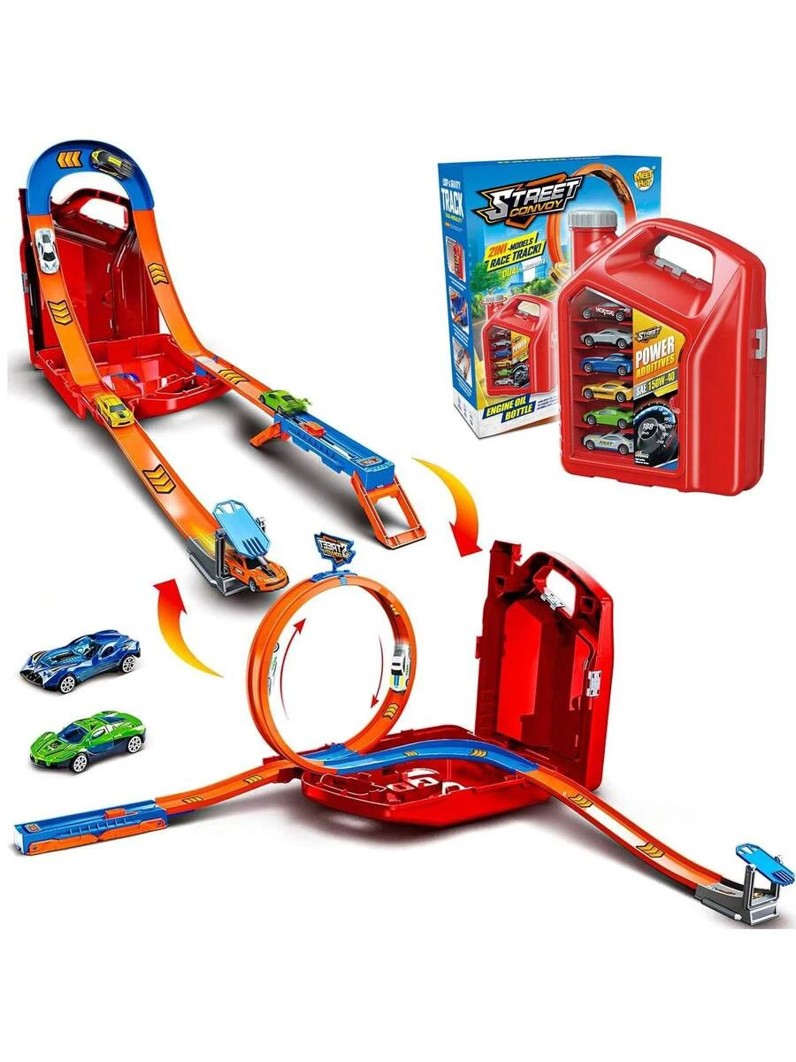 NEW 2-In-1 Racing Track 6 Toy Cars Kids Ages 3+ FREE SHIPPING