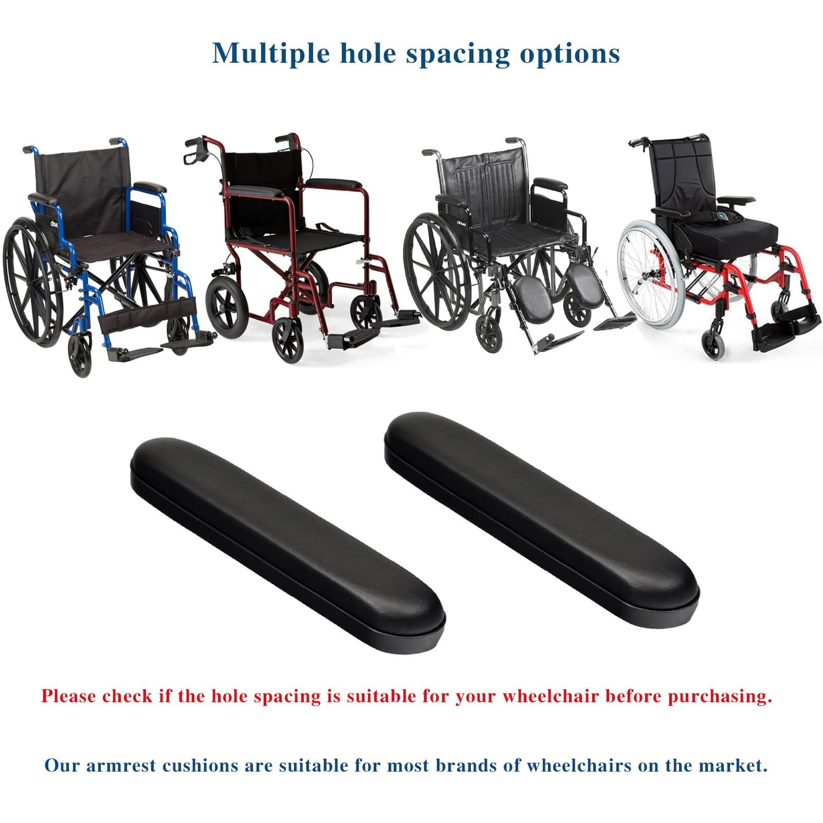 Universal Wheelchair Armrest (9-1/8 “) Black, with Hardware, Replacement Viny…