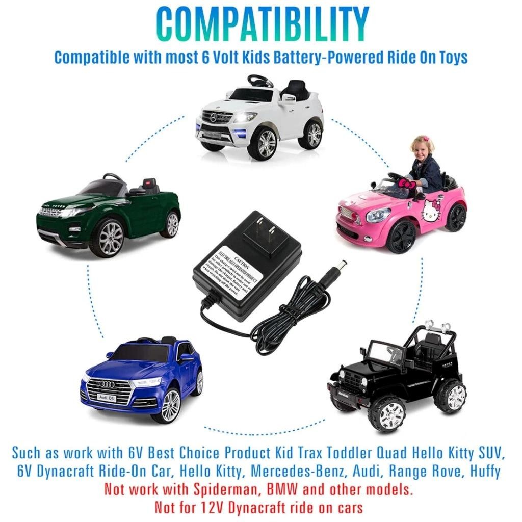 6V Battery Charger for Dynacraft Kids Ride-On Cars, 6-Volt Power Supply Adapter