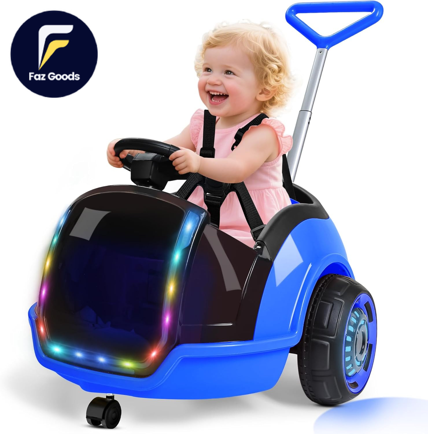 3-In-1 Electric Push Ride on Car 12V Kids Ride on Toy W/Remote Control, 360° Spi