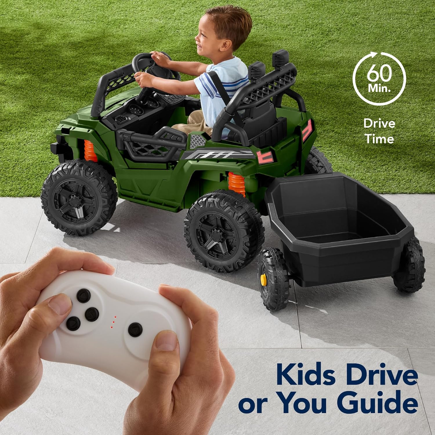 Best Choice Products Kids 12V Electric Ride on UTV Car and Trailer W/Parent Cont