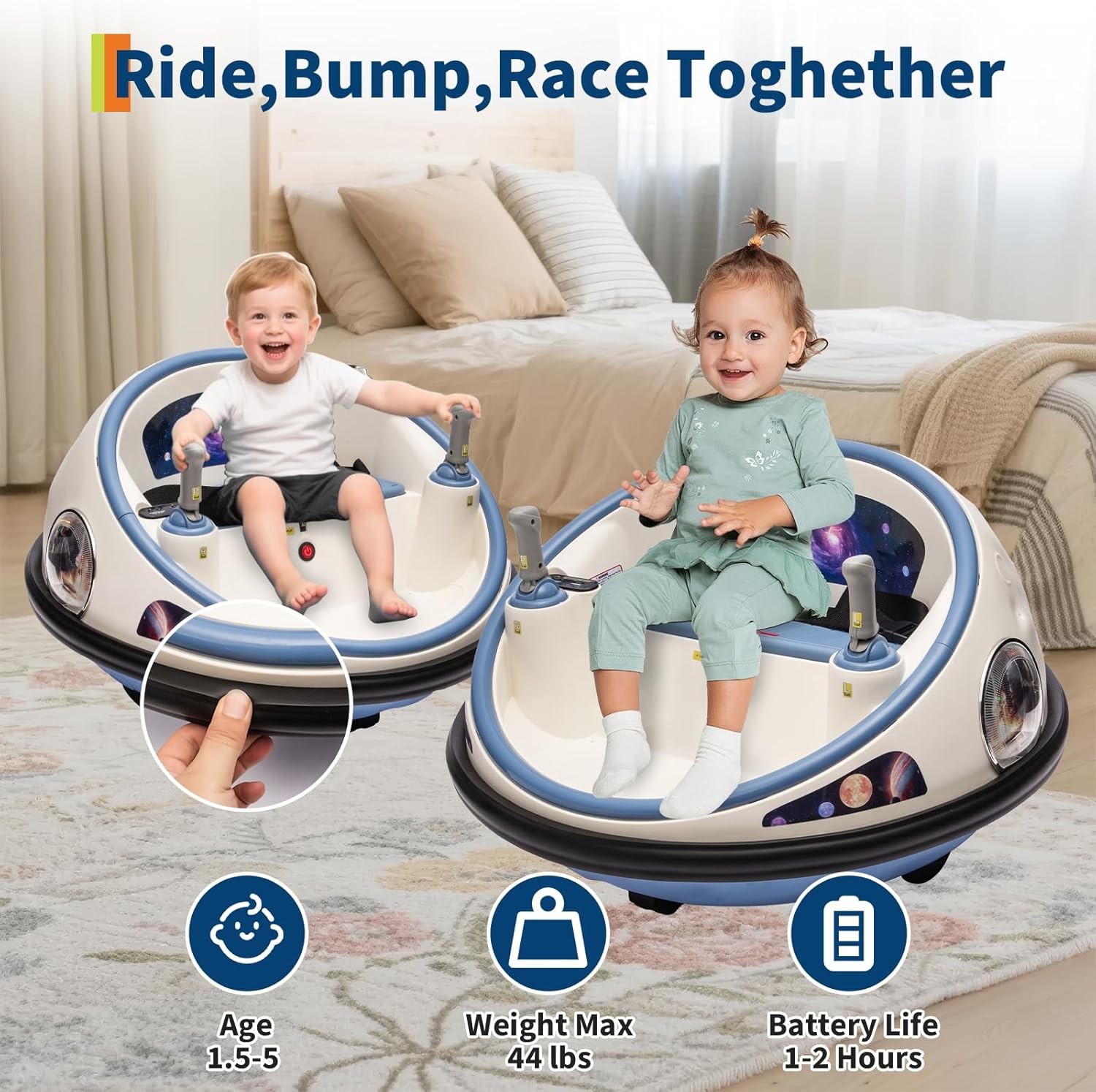 Electric Bumper Car for Kids with Remote Control, Indoor Outdoor Ride On Toys