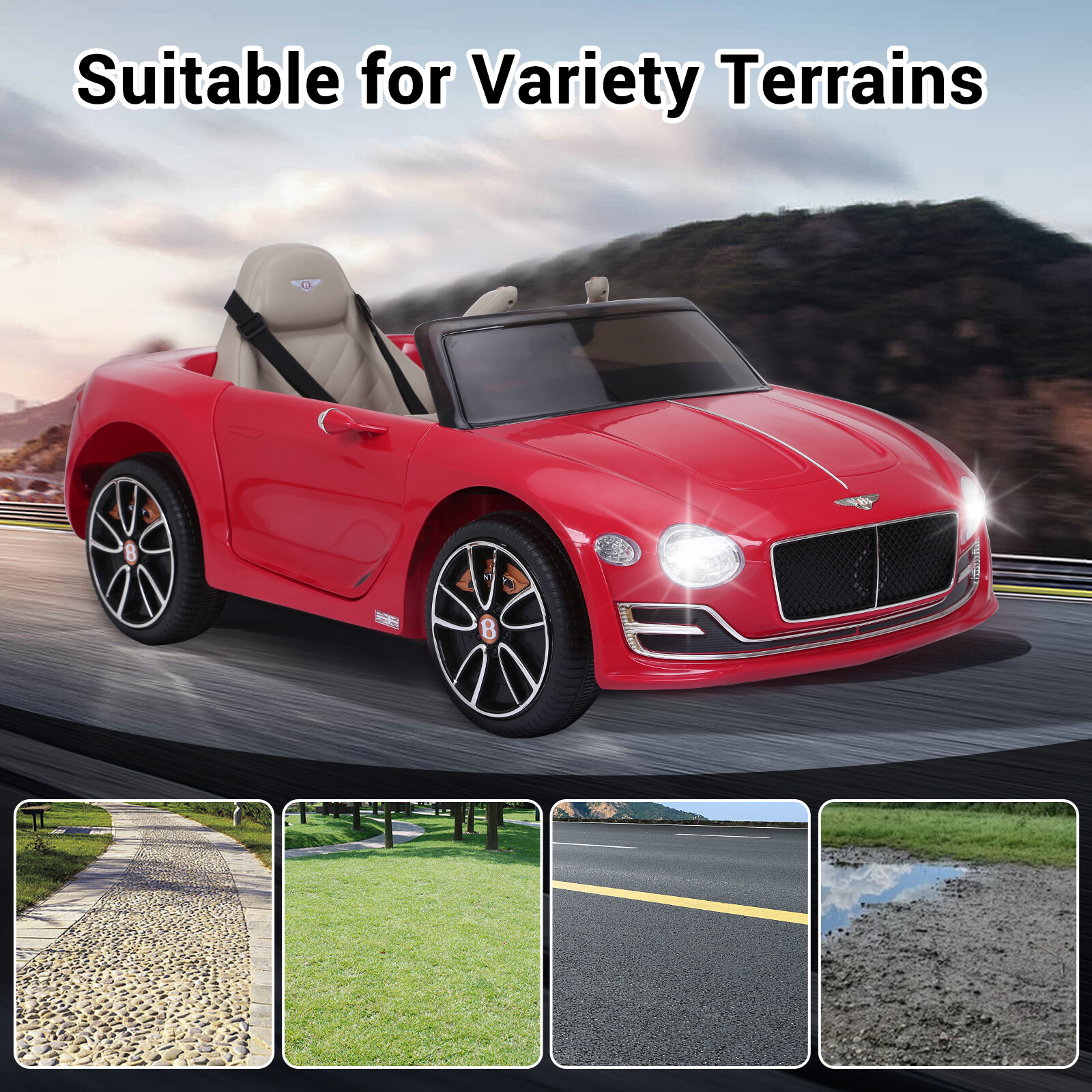 12V Kids Ride on car Licensed Bentley Style Kid Electric Car Toy +Remote Control