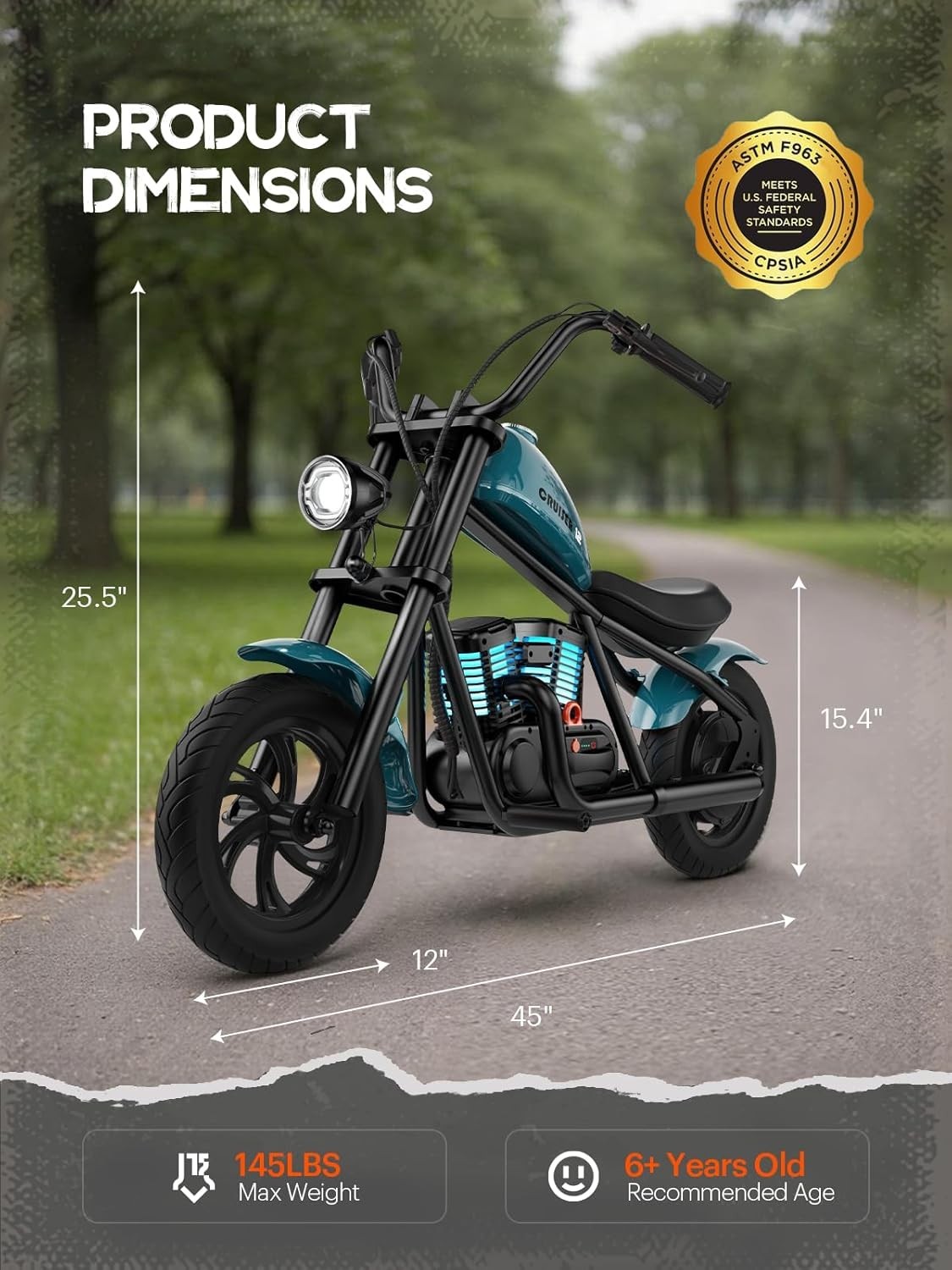 HYPER GOGO Cruiser 12 Plus Electric Motorbike Motorcycle for Kids Christmas Gift