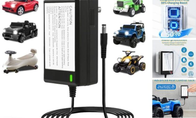 24V Battery Charger for Kids Ride on Toys Class 2 Power Supply Power 24V 1A