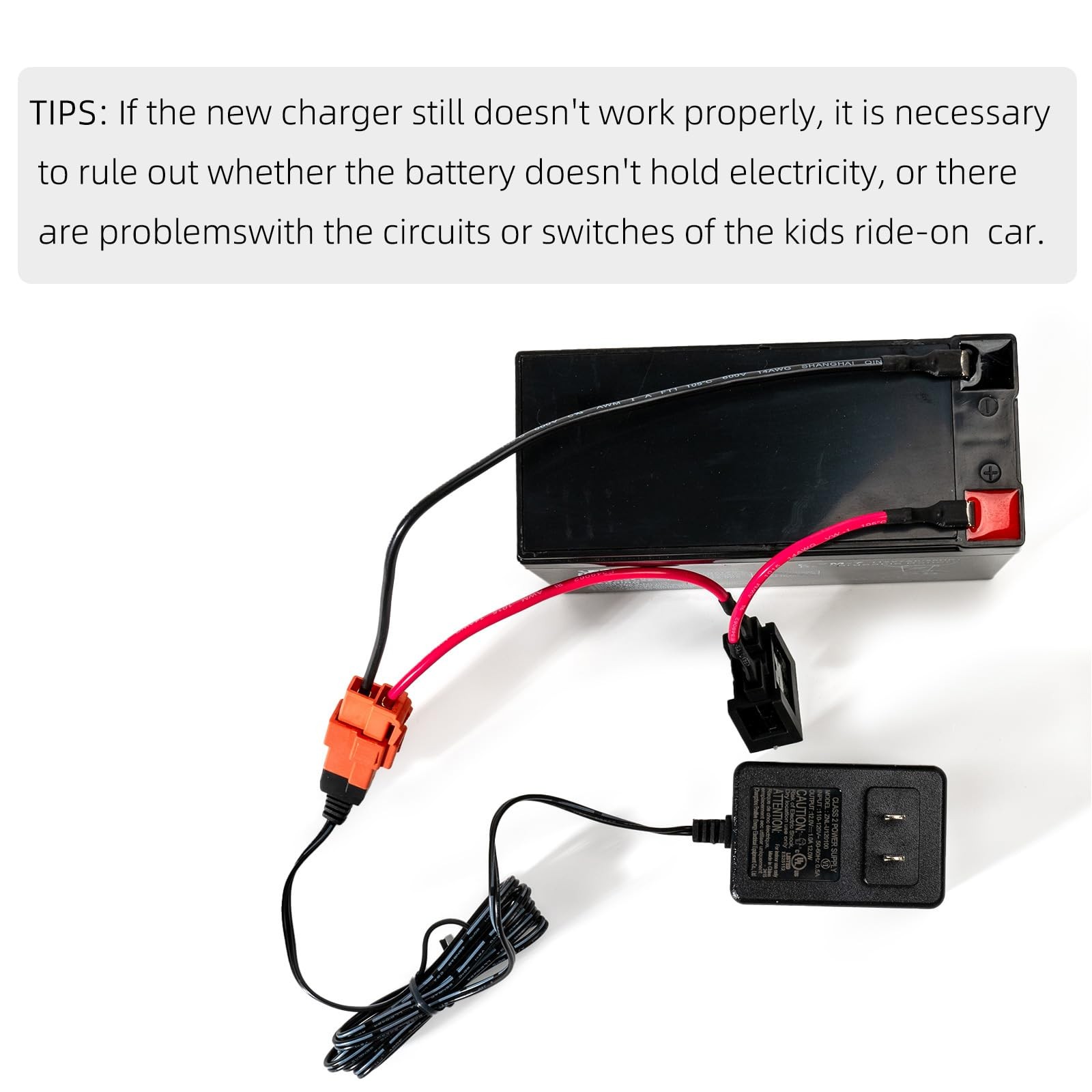12 Volt Battery Charger for Ride On Toys and Wire 12V Kids black