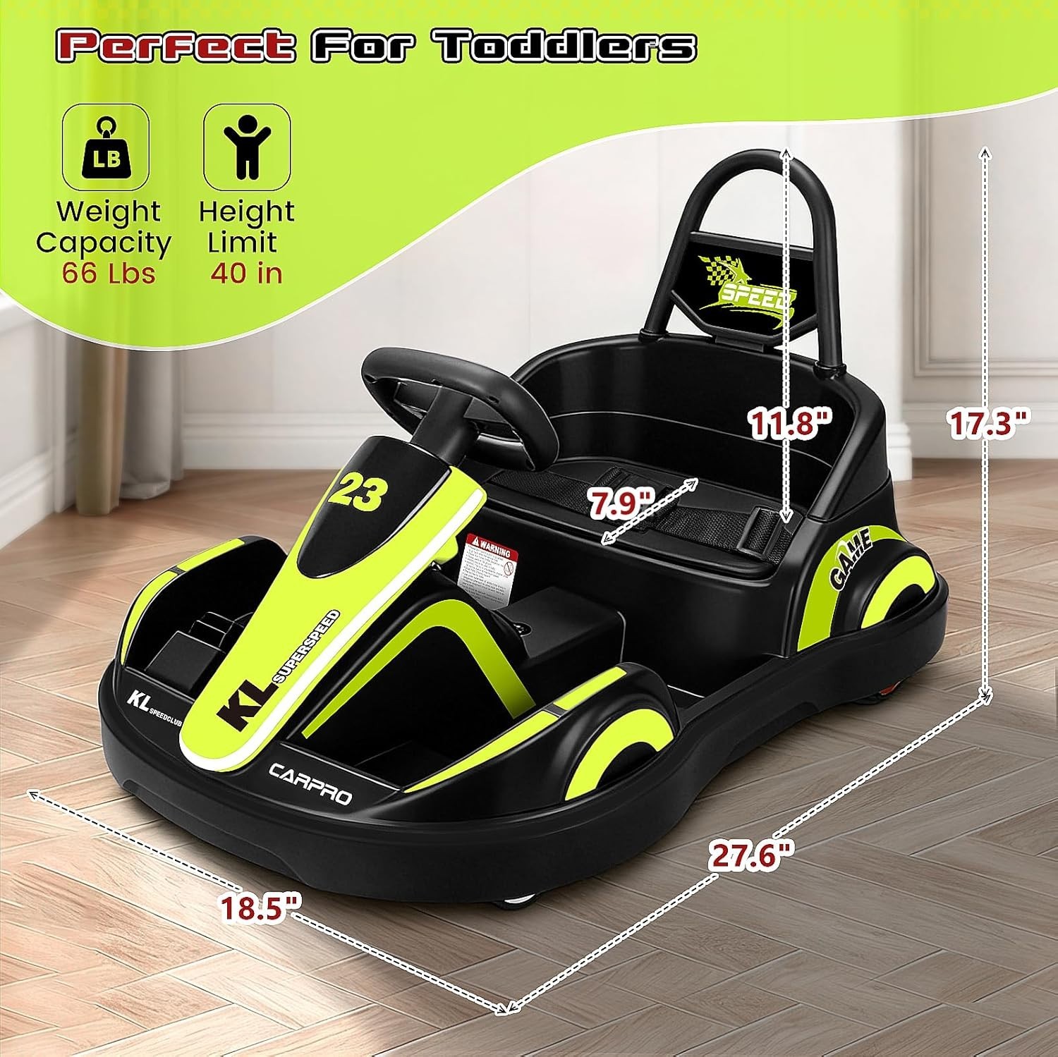 NEW! 12V Kids Electric Ride On Bumper Car Remote 360 Spin LED Music Green/Black