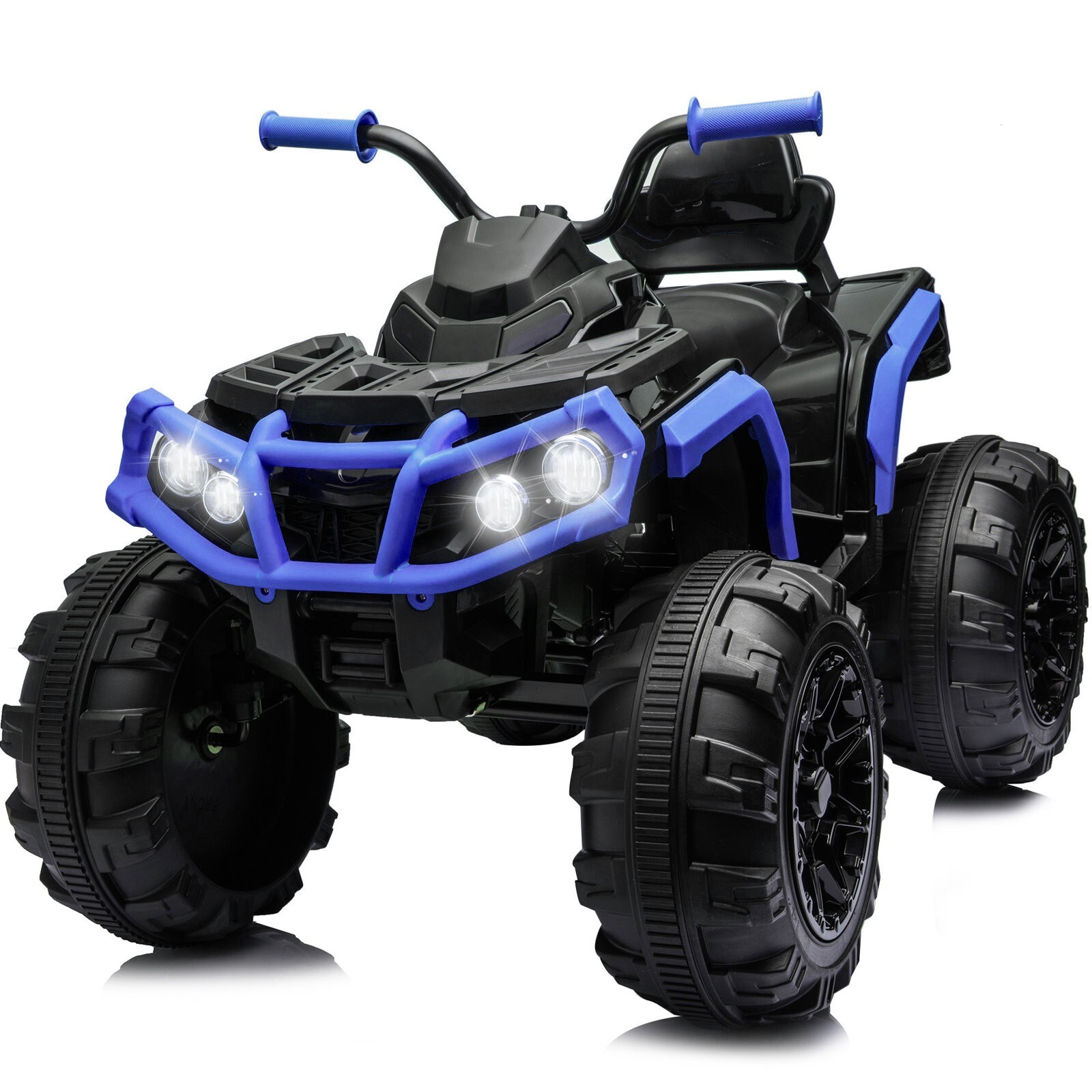 24V Blue Kids Ride on ATV Electric Power Wheels Quad Car w/2-Speed Bluetooth LED