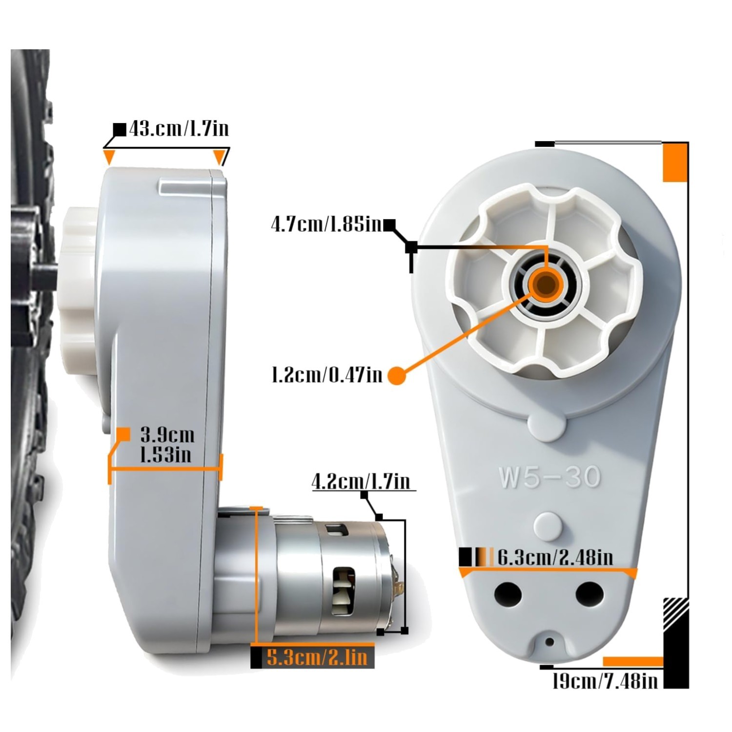 High Torque 24V RS775 Motor Gearbox for Kids Ride On Cars