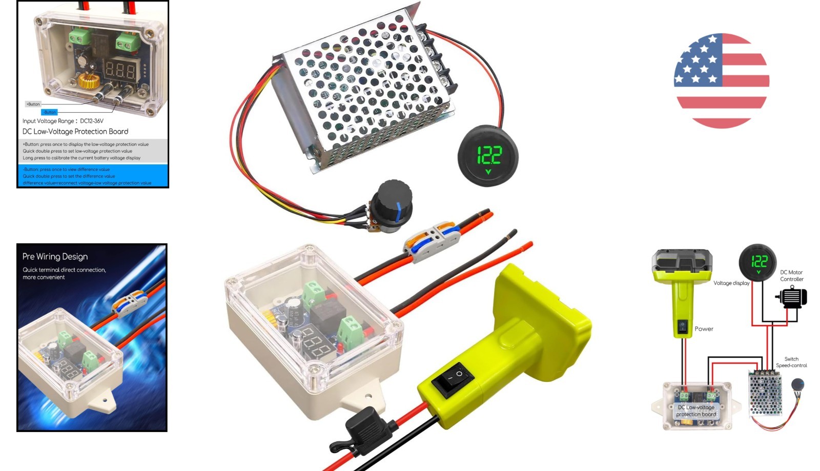 Durable Battery Adapter Kit for Ryobi 18V – DC Low Voltage Protection Included