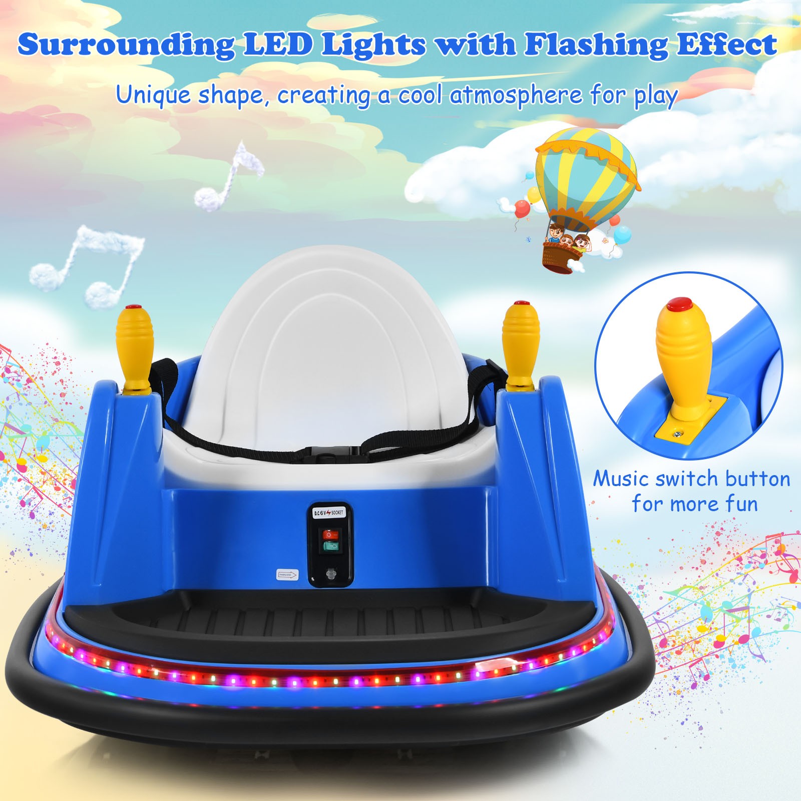 6V Kids Ride On Bumper Car Vehicle 360° Spin Race Toy w/ Remote Control Navy