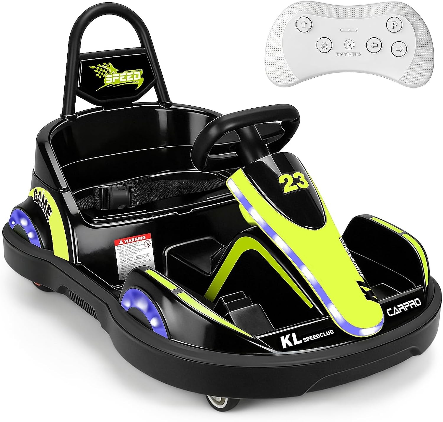 NEW! 12V Kids Electric Ride On Bumper Car Remote 360 Spin LED Music Green/Black