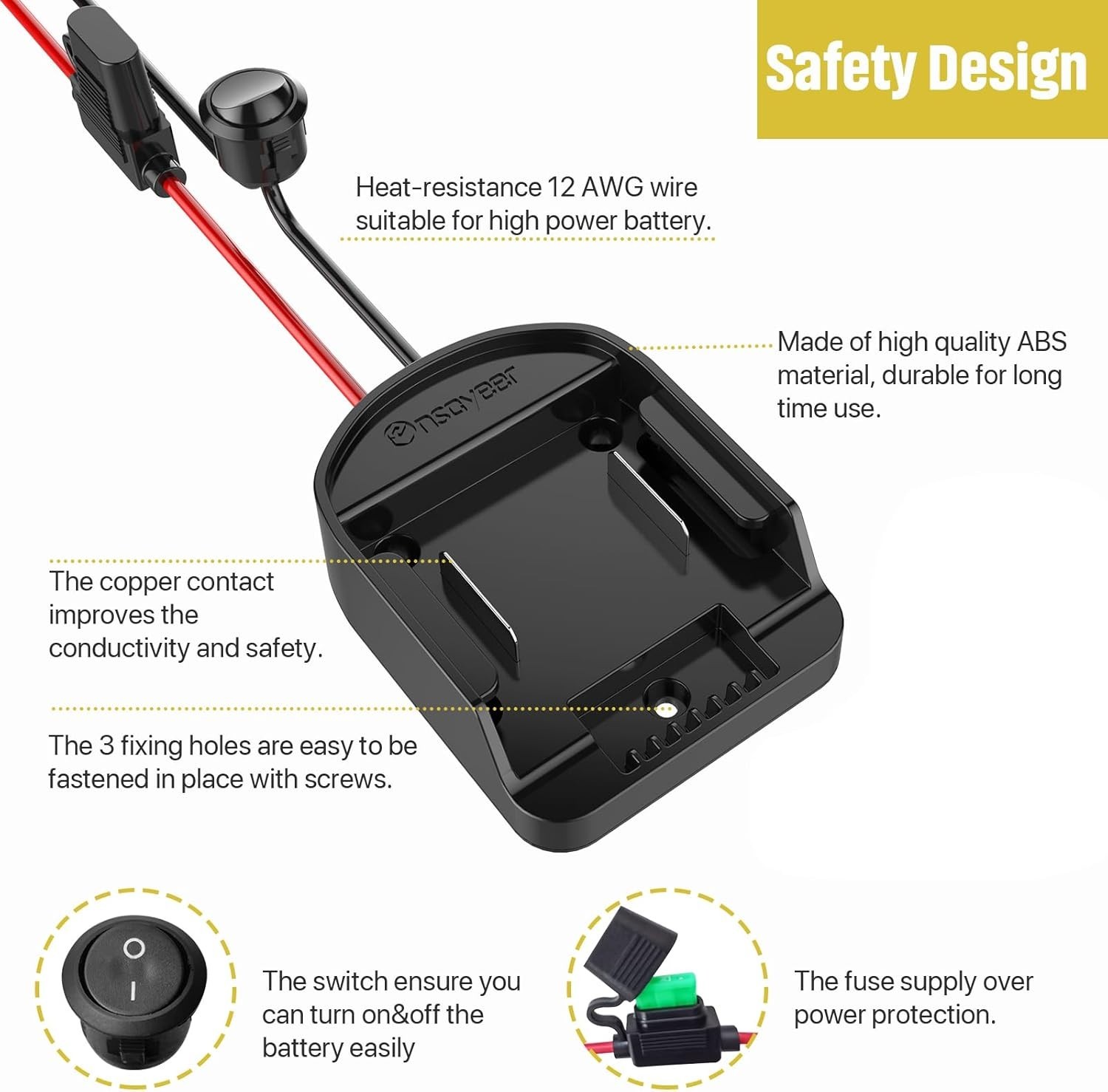 18V Power Wheel Adapter with Safety Fuse & Easy Installation Features