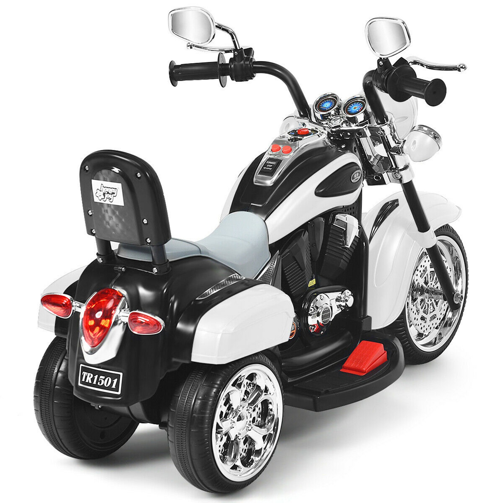 6V Kids Ride On Chopper Motorcycle 3 Wheel Trike with Headlight White
