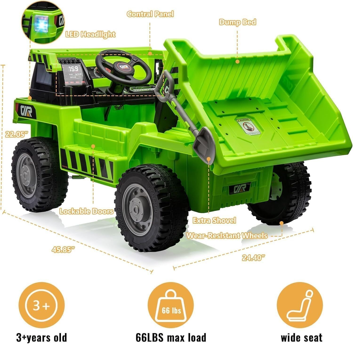 12V Kids Ride On Car Toys Electric Dump Truck Car with Remote Control,Music