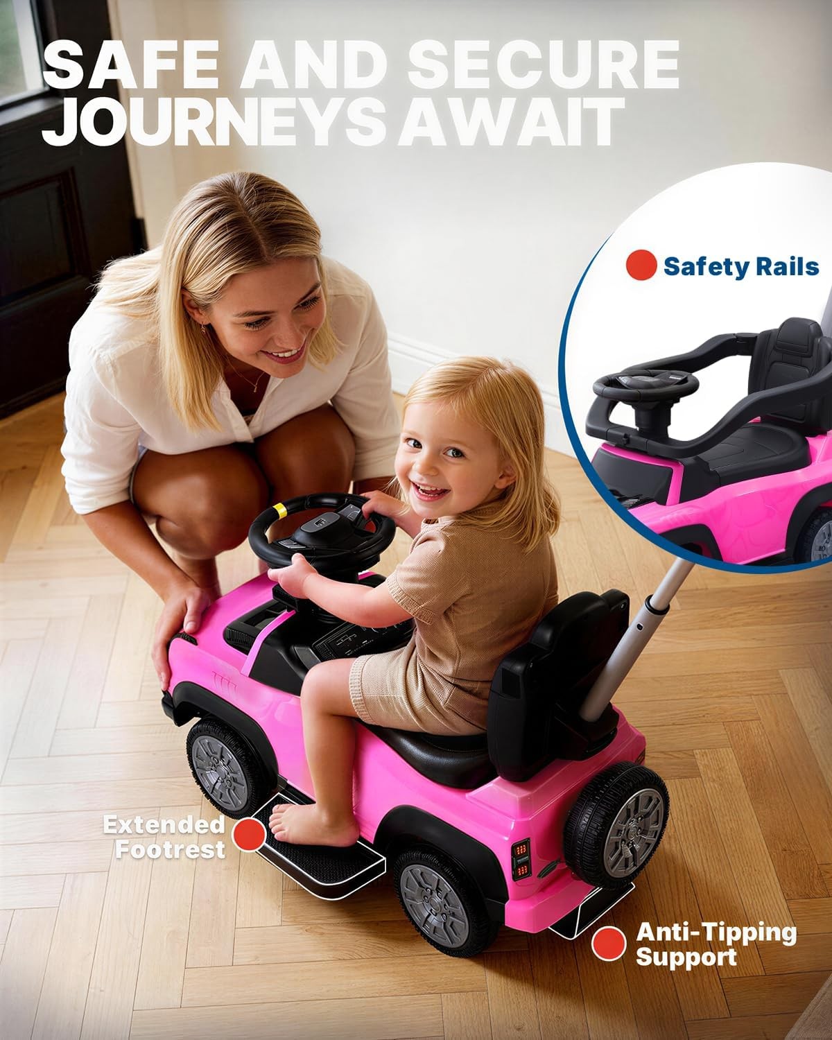 Licensed Ford Bronco Raptor 3-In-1 Toddler Push Car, Baby Push Car for Toddlers