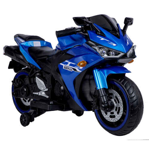 Kids Ride On Dirt Bike 12V Electric Motorcycle for Child W/ Training Wheels Blue