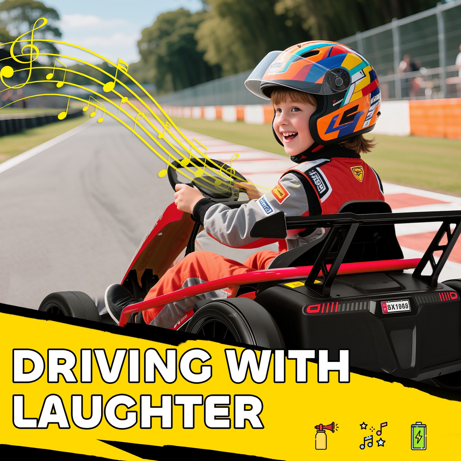 24V 8.1 MPH Electric Drift Kart for Kids with Dual Motors, Red