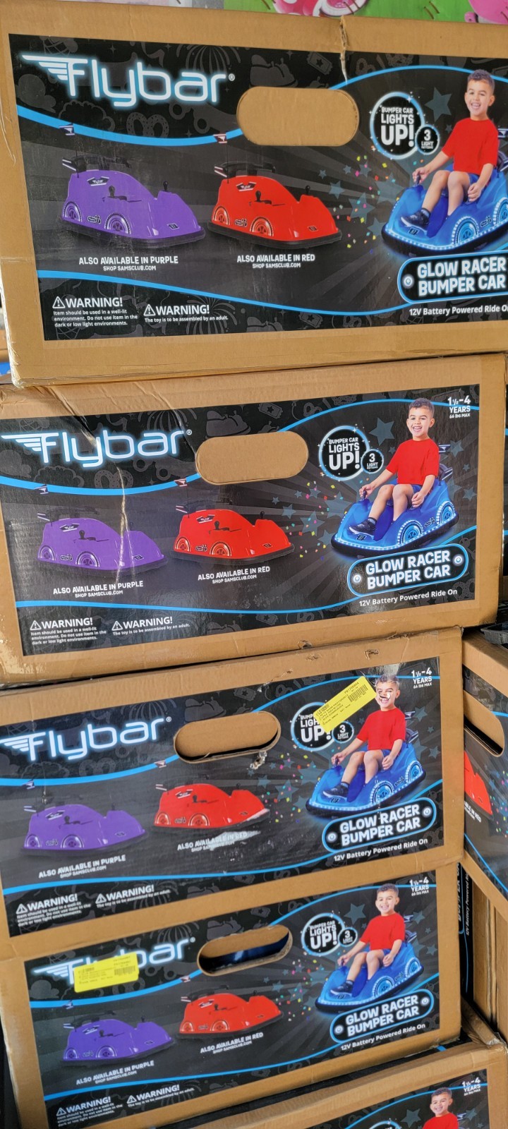 Flybar 12V Dual Joystick Steering Racer Glow Bumper Car, Blue