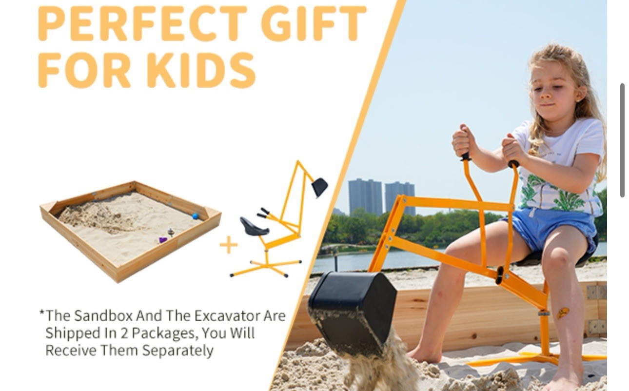 Excavator Ride-On Toy for Sand 360° Rotating Sandbox Digger – Outdoor Fun