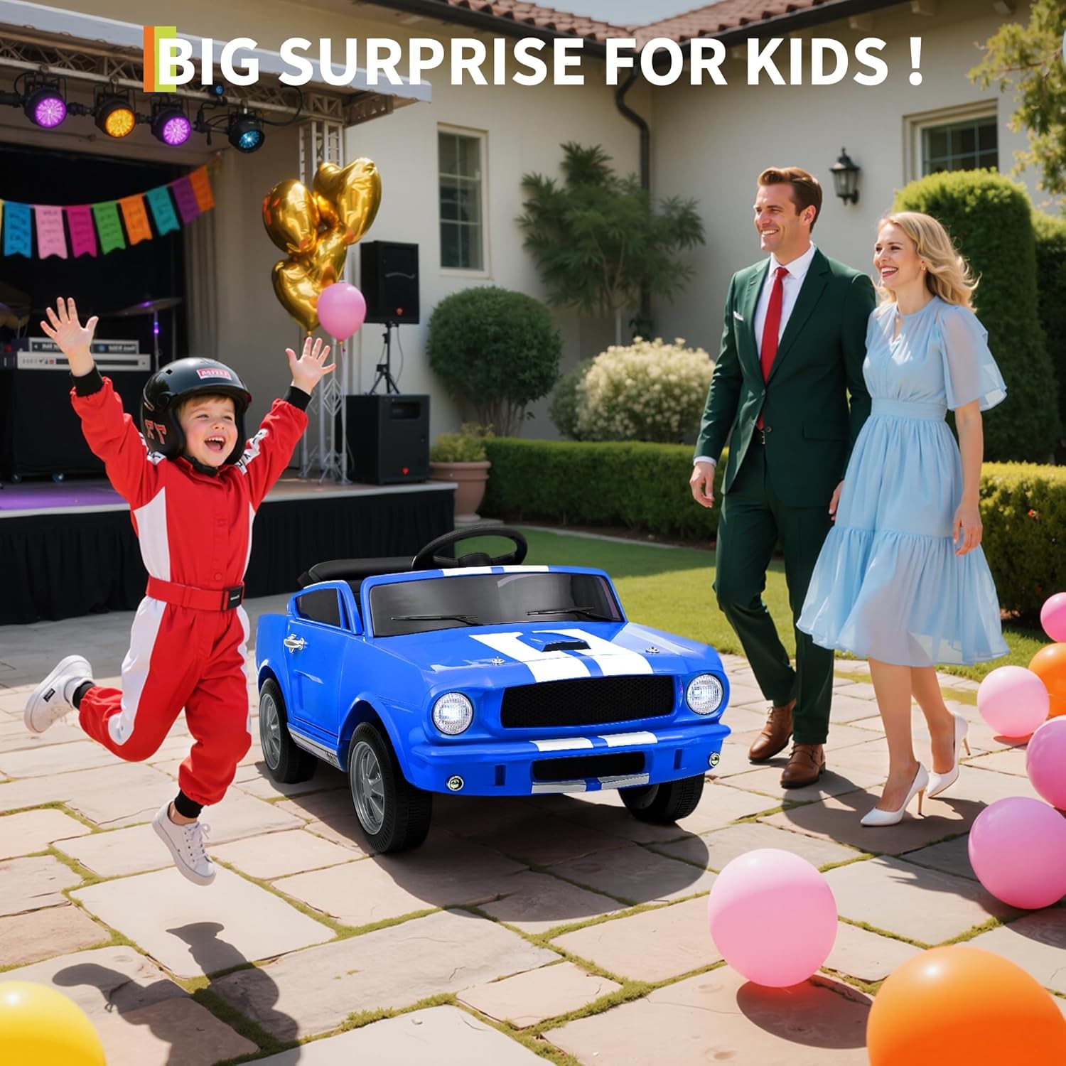 Kids Electric 24V Wheeler Car Ride on Toy w/ LED Remote Licensed Shelby GT350