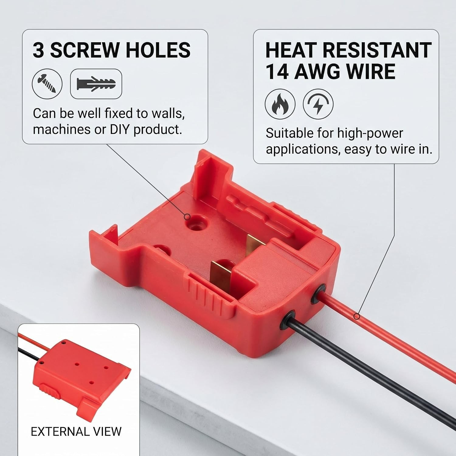 Milwaukee M18 Battery Adapter Conversion Kit with Switch & Fuse – 12AWG Wire
