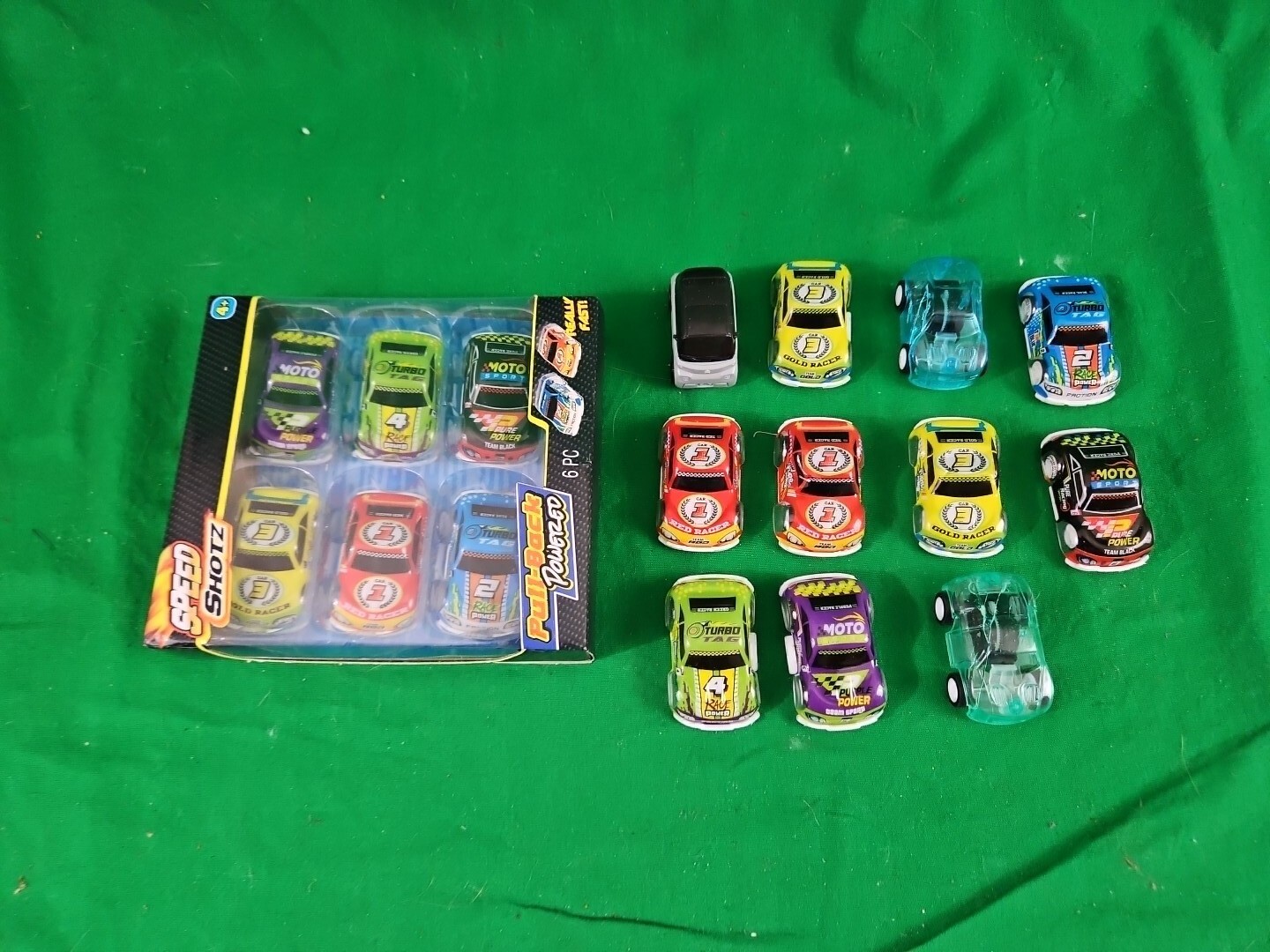 NEW SPEED SHOTZ CARS Pull Back Race Car Set, 6 pc. In Box Plus 6+ Other Spares