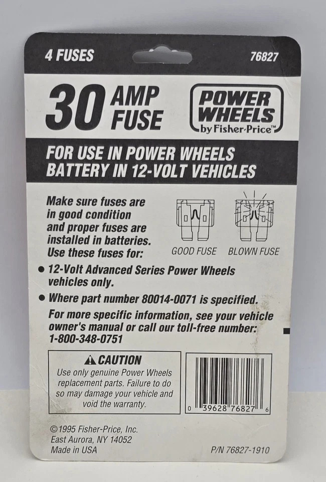 Power Wheels Fisher Price 30 Amp Fuse 76827-9993 12 Packs 4 Fuses