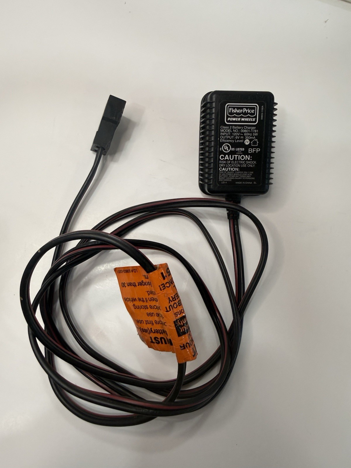 Fisher Price Power Wheels 6V Class 2 Battery Charger Wall Plug 00801-1781