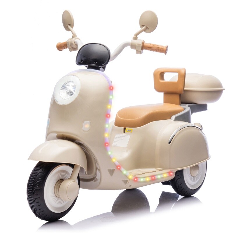 12V Kids Ride On Three-Wheel Electric Motorcycle W/Bluetooth Music For 3-6 Years