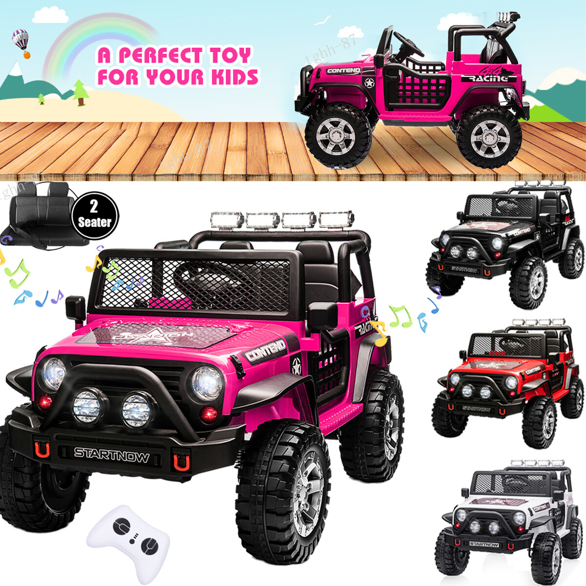 12V Kids Ride On Car 2 Seater Electric Vehicle Toy Truck Jeep w/Remote Control