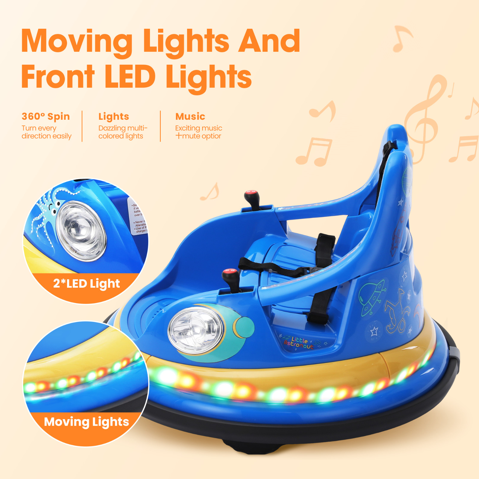 Electric Bumper Car for Kids 1.5-6 Years with Remote Control DIY Stickers 12V