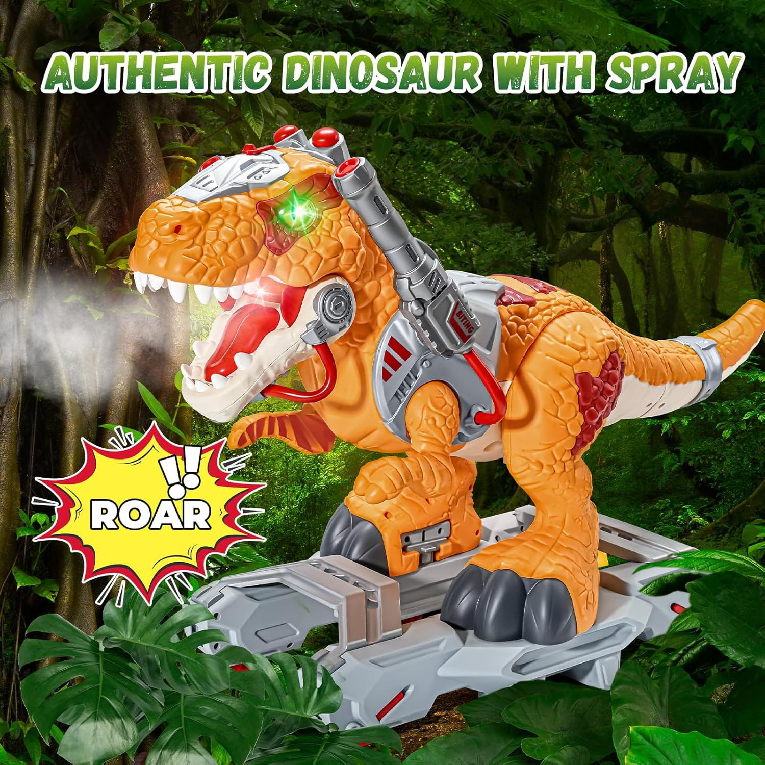 Dinosaur Ride on Toy Cars for Kids, Toddler Electric Ride on Toys with Music, Li