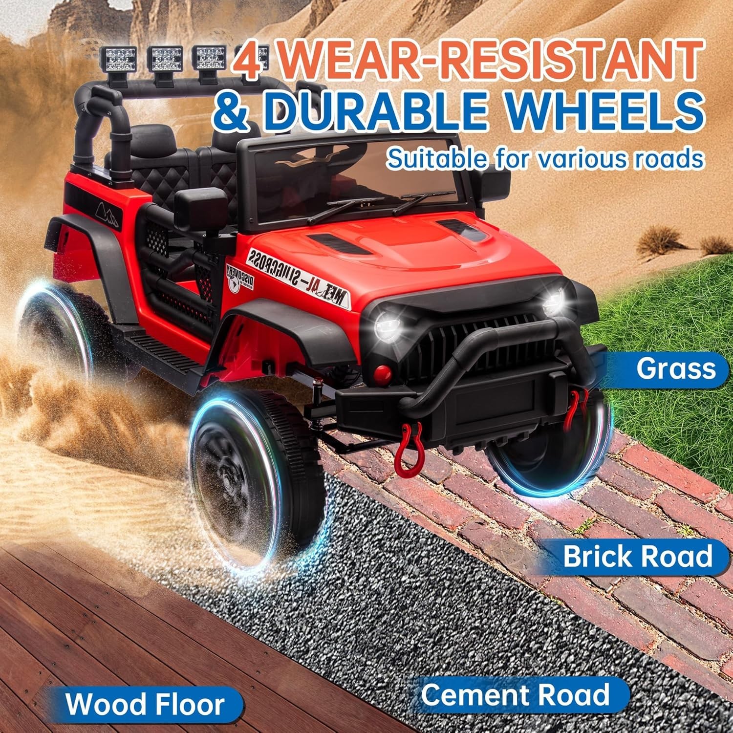 24V Kids Ride on Jeep Car 400W Electric Truck with Remote 4-Wheel Suspension MP3