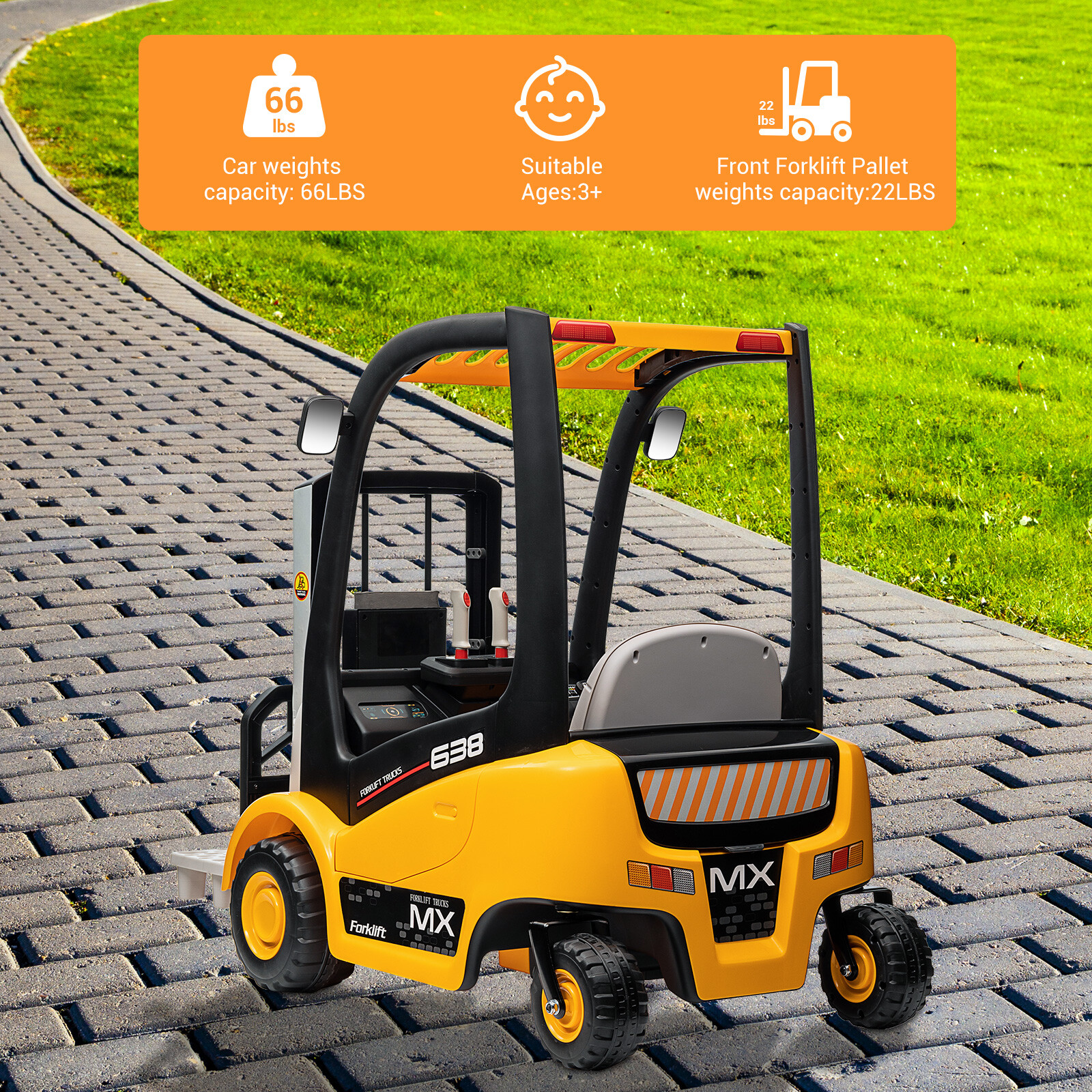 Kids Forklift Ride On Cars W/ Remote Control Battery Powered Electric Vehicle