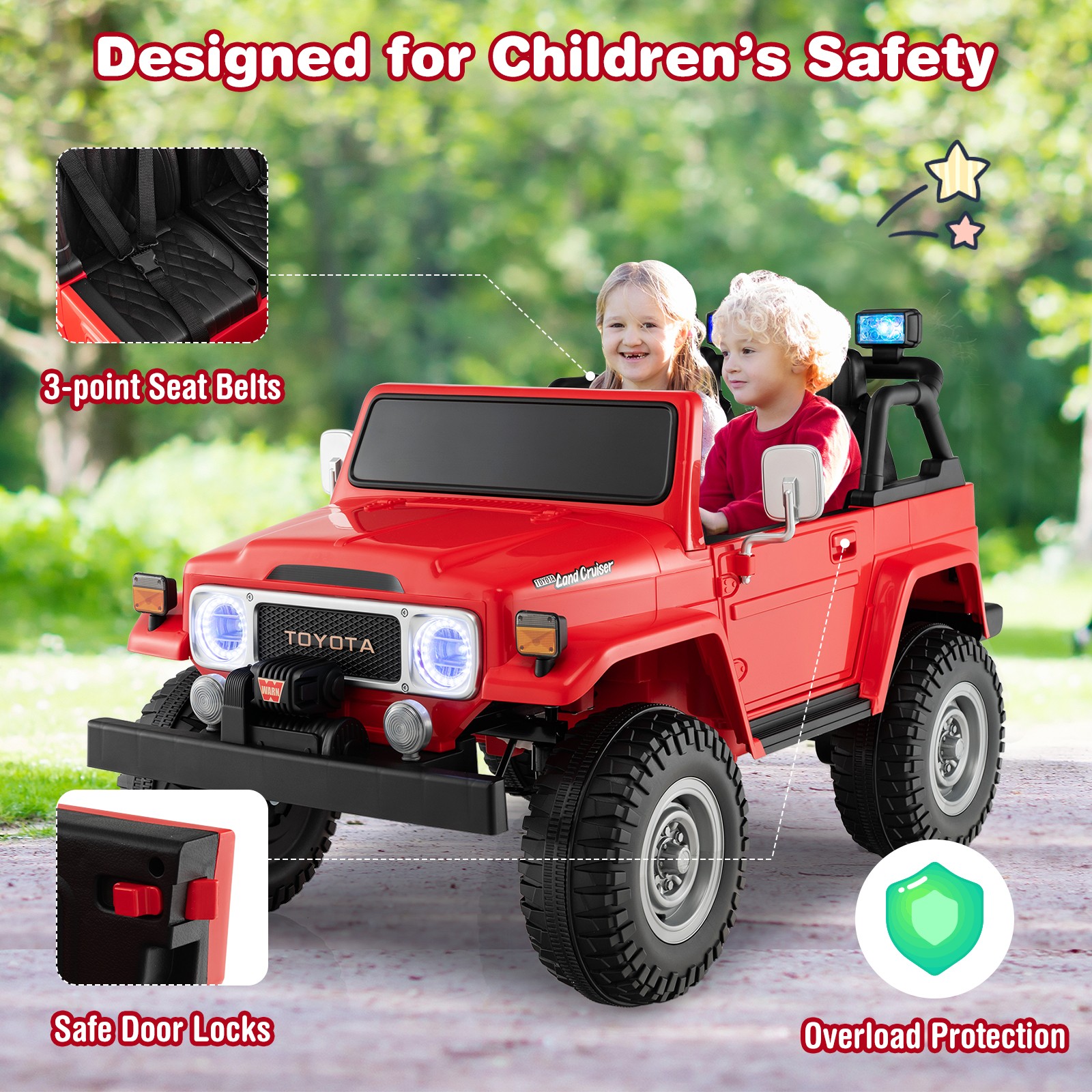 2 Seater Ride On Truck Car 12V Licensed Toyota FJ40 RC w/ Laser Light & Music
